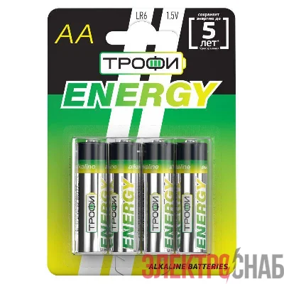 Элемент питания алкалиновый AA/LR6 LR6-4BL Eco (блист.4шт) Трофи Б0017046