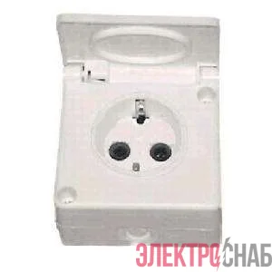 Розетка 1-м ОП 16А IP44 с заземл. бел. БЕЛТИЗ РА 16-005