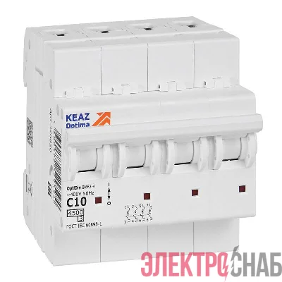 Выключатель автоматический модульный OptiDin BM63-4C10-4.5-УХЛ3 КЭАЗ 326820