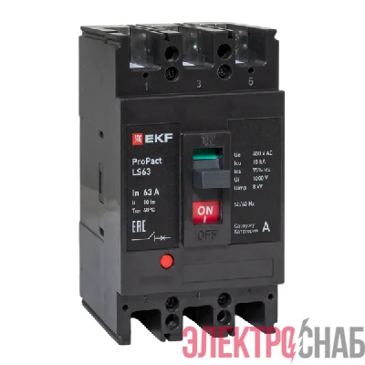 Выключатель автоматический 3п 63А 15кА LS63 ProPact EKF mccb-63-15-3-63-ls