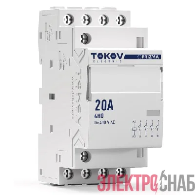 Контактор модульный 36мм 20А 230В АС 4НО PRIZMA TOKOV ELECTRIC TKE-PZ-MC-2-20-230-40
