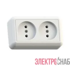 Розетка 2-м ОП Оптима РА10-373 10А IP20 без заземл. с монтаж. пластиной бел. Кунцево 8009