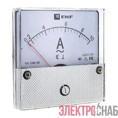 Амперметр аналоговый AM-A801 на панель 80х80 кругл. вырез 400А трансф. подкл. EKF am-a801-400/ama-801-400