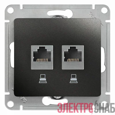 Розетка компьютерная 2-м Glossa RJ45 кат.5E механизм антрацит SE GSL000785KK