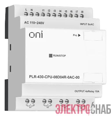 Модуль ЦПУ ПЛК 430 8 DI 4 RO 220В AC без экрана ONI PLR-430-CPU-08D04R-0AC-00