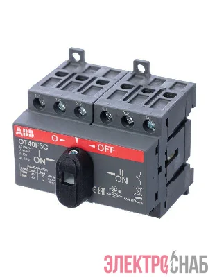 Рубильник реверсивный OT40 F3C 40А (23А AC23) ABB 1SCA104913R1001