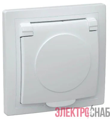 Розетка 1-м СП Кварта РСб10-3-КБ 16А IP20 с заземл. с крышкой бел. GENERICA ERK15-K01-16-DM