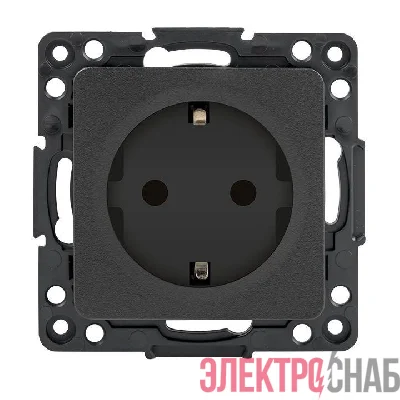 Розетка 1-м СП Стокгольм 16А IP20 с заземл. защ. шторки механизм черн. PROxima EKF EZR16-028-10