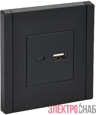 Розетка USB A+C 18Вт FORTE&PIANO FP151 черн. IEK FP-U22-018-K02