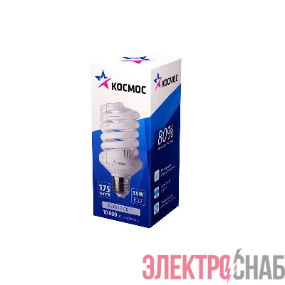 Лампа люминесцентная компакт. SPC 35Вт E27 спиральная 4000К КОСМОС LKsmSPC35wE2742