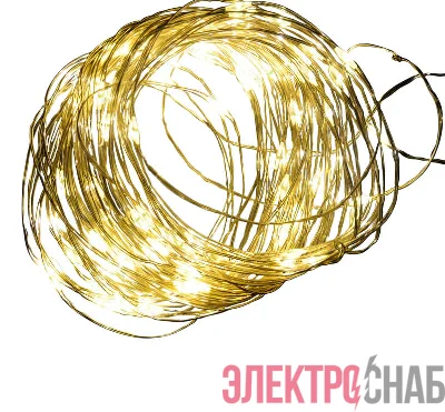 Гирлянда светодиодная ULD-S0500-050/SCB/2AA WARM WHITE IP20 DEW на батарейках 2AA (не в/к) "Роса" 5м с контроллером50 светодиодов тепл. бел провод медн. Uniel UL-00005265