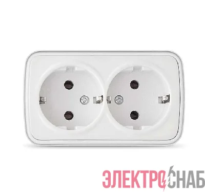 Розетка 2-м ОП Электра 16А IP20 с заземл. бел. Союз 0020