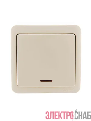Выключатель 1-кл. 1п ОП Viola 10А IP20 с подсветкой крем. LEZARD 751-0300-111