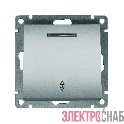 Переключатель проходной 1-кл. СП Афина 10А IP20 с подсветкой механизм серебр. Universal A0125-S