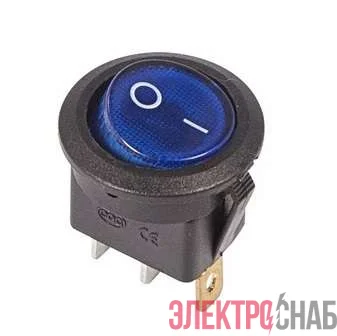 Выключатель клавишный круглый 250В 6А (3с) ON-OFF син. с подсветкой (RWB-214 SC-214 MIRS-101-8) Rexant 36-2571