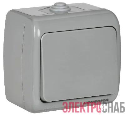 Выключатель 1-кл. 1п ОП AQUATIC ВС-20-1-0-А 10А IP54 GENERICA EVA10-K03-10-54