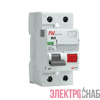Выключатель дифференциального тока (УЗО) 2п 80А 100мА тип S DV AVERES EKF rccb-2-80-100-s-av