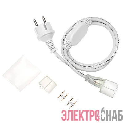 Набор установочный для односторон. гибкого неона 15х26мм (шнур питания каучук с диодным мостом и вилкой; заглушка; переходная муфта; игла) 1.5м Neon-Night 134-504