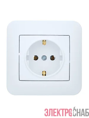 Розетка 1-м СП ASTI 16А IP20 с заземл. термопласт в сборе бел. LEZARD 7081-0202-122B