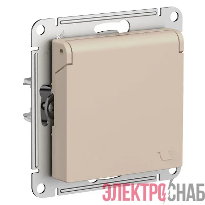 Розетка AtlasDesign 16А IP20 с заземл. защ. шторки с крышкой механизм песочн. SE ATN001246