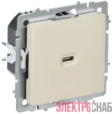 Розетка СП BRITE USB C 65Вт высокоскор. заряд. РЮ12-1-БрКр беж. IEK BR-U13-065-K10