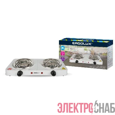 Электроплитка ELX-EP02-C01 2 конф. спиральный нагр. эл. 2000Вт 220-240В бел. Ergolux 13437