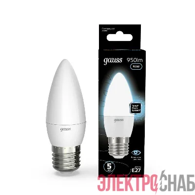 Лампа светодиодная Black 9.5Вт свеча 4100К нейтр. бел. E27 950лм GAUSS 103102210