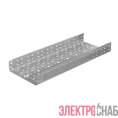 Лоток листовой перфорированный 300х80 L3000 сталь 0.8мм "БЫСТРЫЙ МОНТАЖ ПЛЮС" LPplus80-300-0.8-3000 оцинк. КМ PL0249