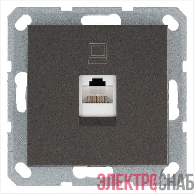 Розетка компьютерная 1-м RJ45 IP20 кат. 5E механизм мокко Jasmart G6105Z