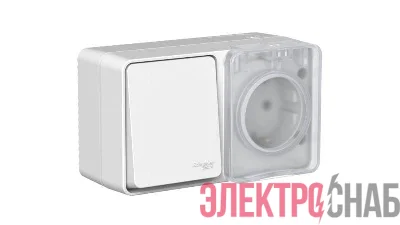 Блок ОП AtlasDesign PROFI IP54 (розетка 16А заземл. защ. шторки + 1-кл. выключатель 10А) сер. SE ATN543070