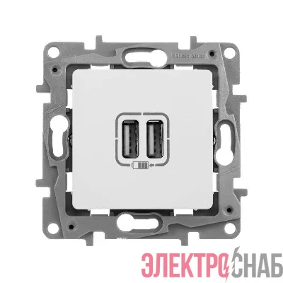 Розетка USB 2-м СП 2мод. Etika 240В/5В 2400мА механизм бел. Leg 672294