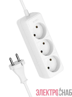 Удлинитель 3х3м без заземл. 16А IP20 ПВС 2х1 КОСМОС YKsm3m-3g(K)