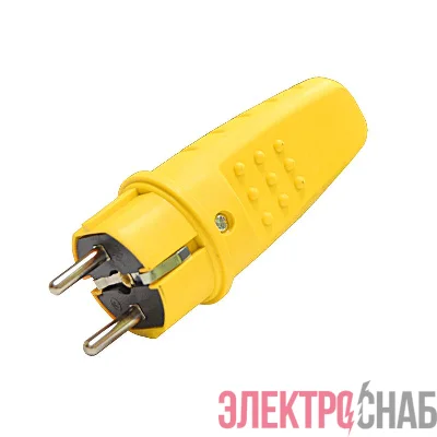 Вилка электрическая 1ф 16А 250В IP44 прямая однофазная каучук желт. Universal 3089