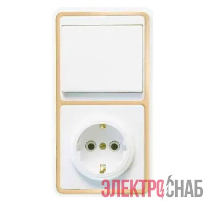 Блок БКВР-031 Бэлла (1-кл. выкл. + розетка с заземл.) зол. Кунцево 5820