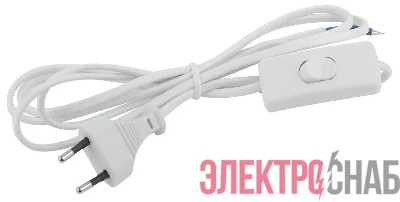 Шнур для бра 1.8м с выкл. ШВВП 2х0.5 бел. UX-ШВВП-S-1.8m-W ЭРА Б0044071