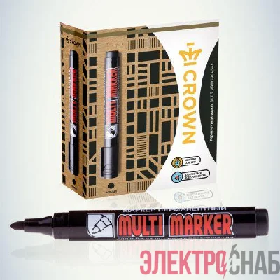 Маркер перманентный "Multi Marker" 3мм пулевидный черн. Crown Б0048239