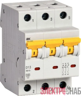 Выключатель автоматический модульный 3п D 13А 6кА ВА47-60МА без тепл. расцеп. KARAT IEK MVA33-3-013-D