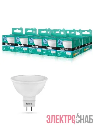 Лампа светодиодная LED5-MR16/845/GU5.3 5Вт 4500К бел. GU5.3 385лм 12В Camelion 12026