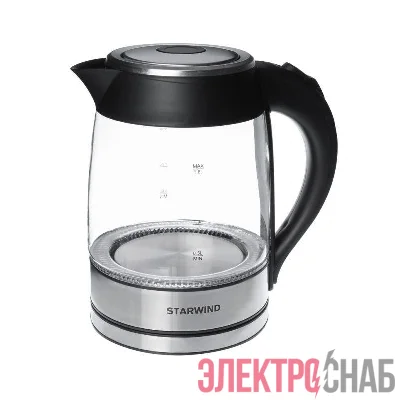 Чайник электрический SKG4710 1.8л 2200Вт серебр./черн. (корпус стекло) STARWIND 935480