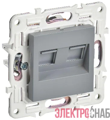 Розетка компьютерная двойн. RJ45 кат.5E SKANDY SK-K03Gr сер. IEK SK-K20-1-K03