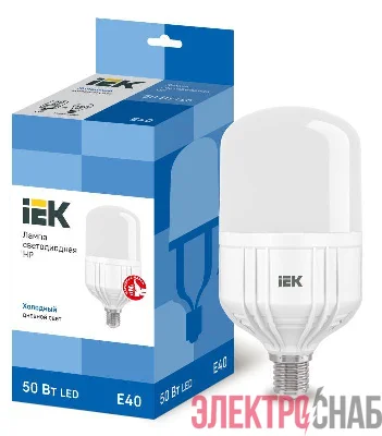 Лампа светодиодная HP 50Вт 230В 6500К E40 IEK LLE-HP-50-230-65-E40