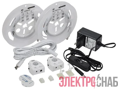 Комплект светодиодной подсветки "Сделай сам" DIY (лента LED 2х1.2м LSR-2835WW60-4.8-IP20-12В + драйвер + 2 датчика движения) IEK 2LSR1-1-060-20-1-2XD12-S3