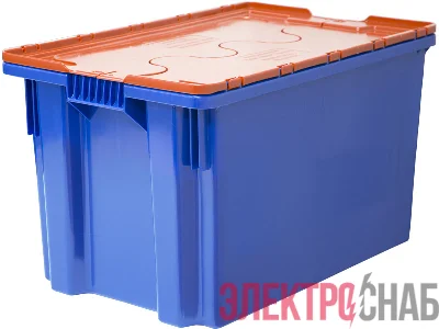 Ящик п/э 600х400х350 сплошной, Safe PRO цв. синий с оранжевой крышкой 603-1 SP м 603-1 SP м