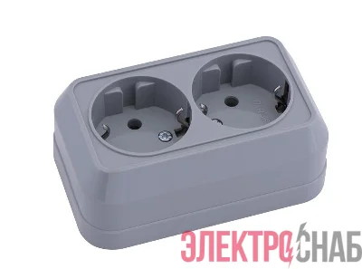 Розетка 2-м ОП IP20 с заземл. сер. Makel 45082