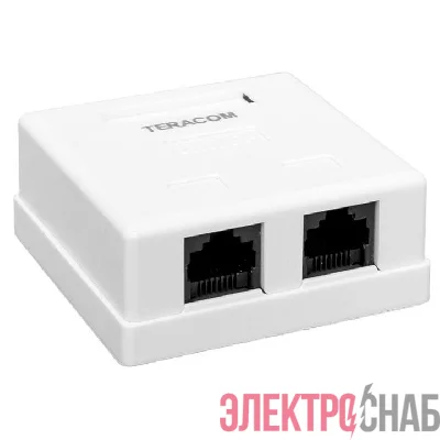 Розетка настенная TERACOM кат.5E неэкранированная 2 порта RJ-45 Dual IDC бел. EKF TRC-WBOX-2RJ45-5EUTP-WH