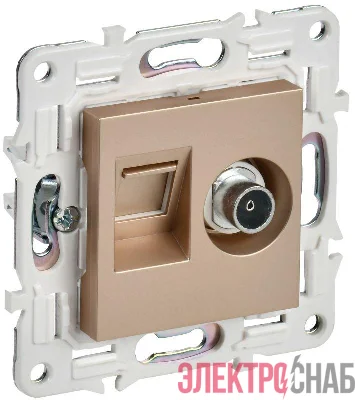 Розетка двойная TV+RJ45 кат.5E SKANDY SK-A14Sa песочн. IEK SK-AK20-1-K98