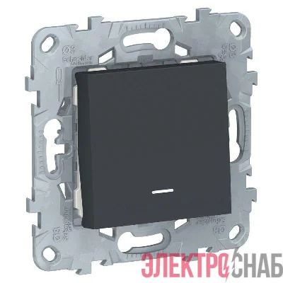 Выключатель 1-кл. 2мод. СП Unica New IP21 (сх. 1а) с подсветкой механизм антрацит SchE NU520154N