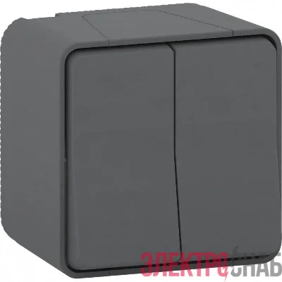 Переключатель 2-кл. ОП Mureva Styl 10А IP55 (сх. 6+6) в сборе антрацит SchE MUR35022