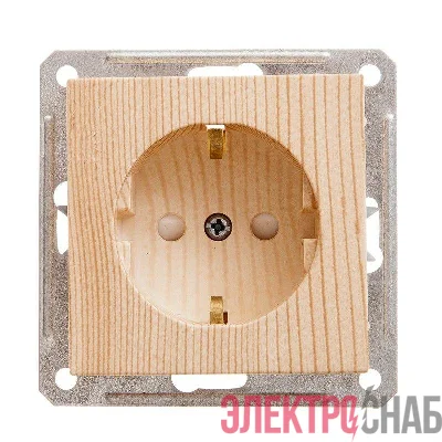 Розетка 1-м СП W59 16А IP20 с заземл. защ. шторки механизм сосна SE RS16-152-7-86
