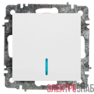 Выключатель 1-кл. СП Accent 6-102-01 10А IP20 250В с подсветкой AL/CU бел. Intro Б0063445